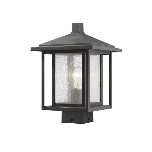 Z-Lite Aspen 1 Light Outdoor Post Mount Fixture, Oil Rubbed Bronze And Clear Seedy 554PHMS-ORB